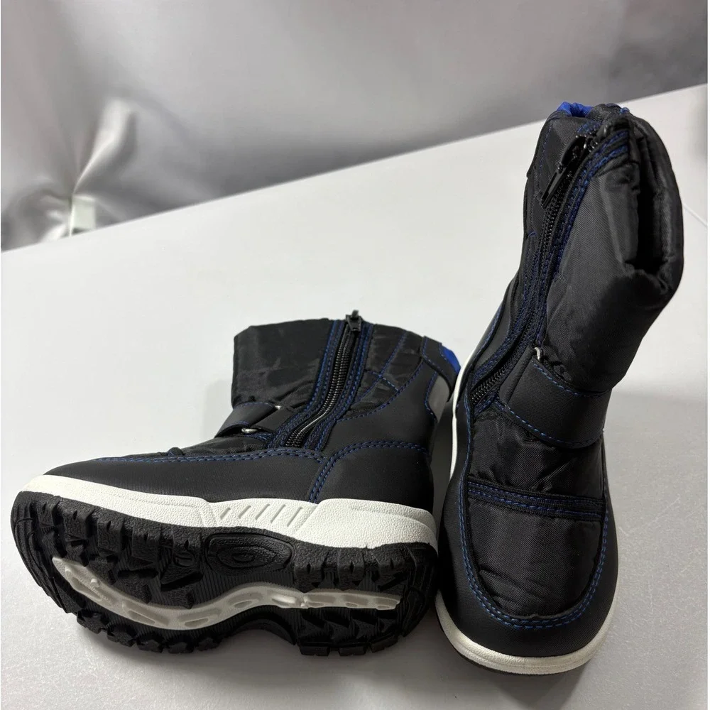 K KomForme Unisex Black Blue Winter Snow Boot Fleece Lined Zipper Size 5 Toddler